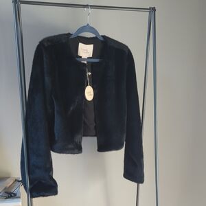 Camila Coelho Black Faux Fur Jacket